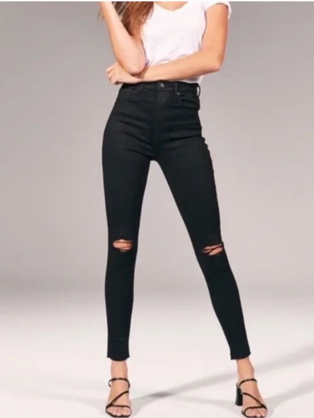 Abercrombie & Fitch Ultra High Rise Super Skinny Jeans Sz0 25x30 Distressed Raw